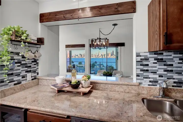 Breakfast bar with views from the kitchen