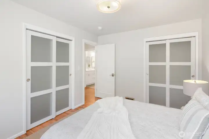 Primary bedroom upstairs- 2 sets of closets.