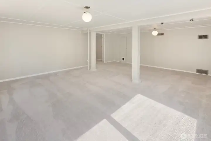 Large rec rooom downstairs has space for many options.  Crafts, Home Gym, Home Office, Game Room, etc.