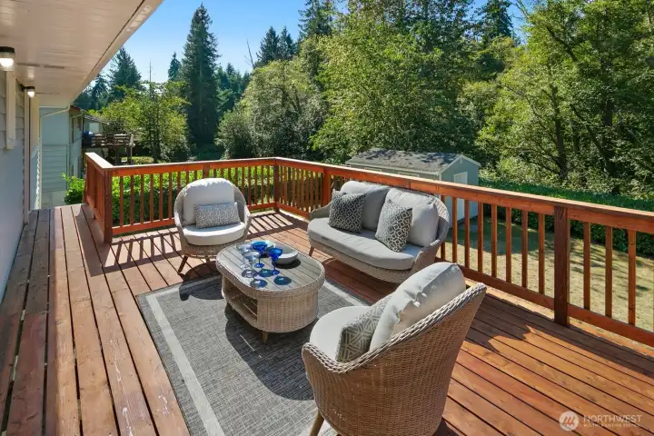 Plenty of room for outdoor entertainment on the deck.