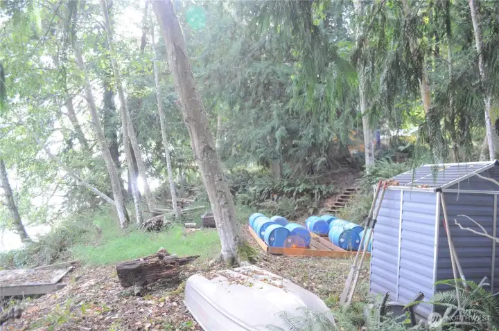 Flat area down by water.