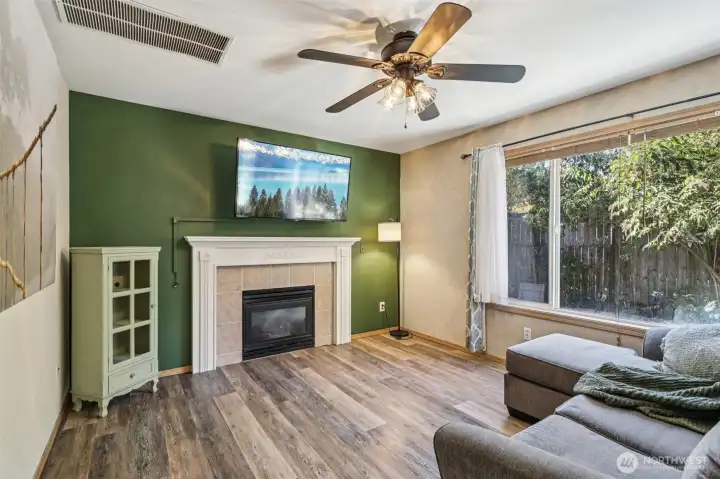 Family room with gas fireplace