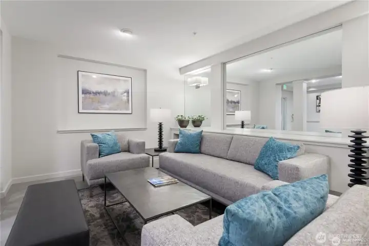 Luna Court redecorated the main floor lobby and common areas a few years ago.  A great space to wait for a ride or greet friends.