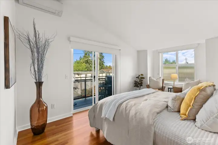 Offering private Deck with Peek A Boo Sound views! Light, Bright, Vailted ceilings and 2 walk-in closets!