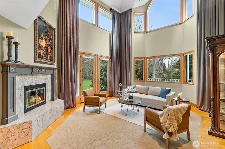 High ceiling entry room.