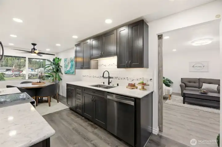 from Kitchen into flex space