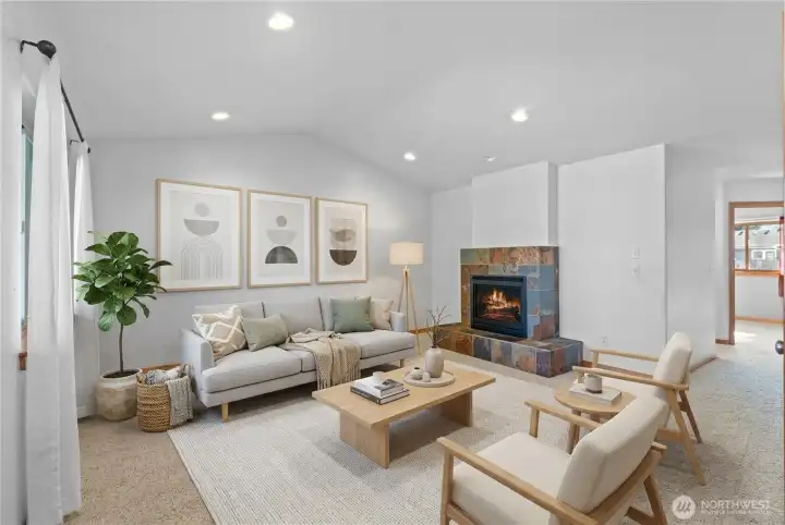 Living room virtually staged