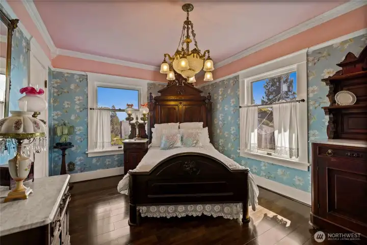 Bedroom #4 on the second floor has gorgeous color palette.