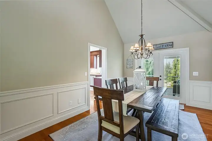 Dining room opens up to covered deck
