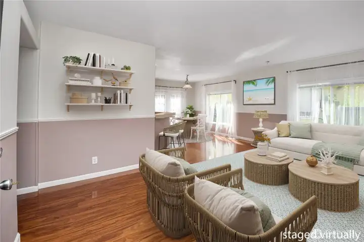 living room staged virtually