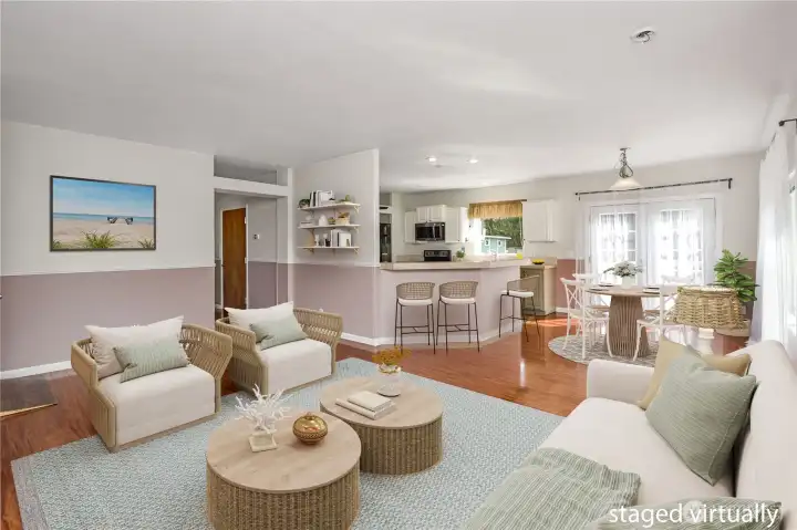 living room staged virtually