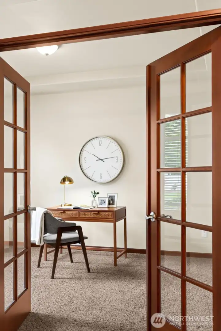 Beautiful Glass French Doors leading into the office/den