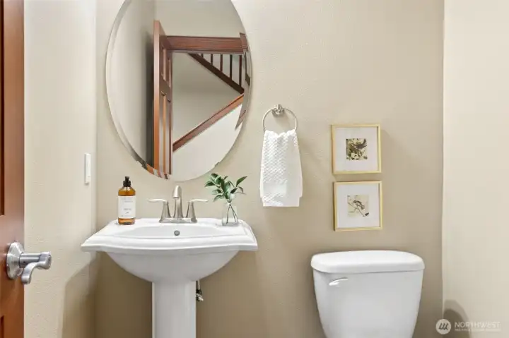 Powder room has new floors