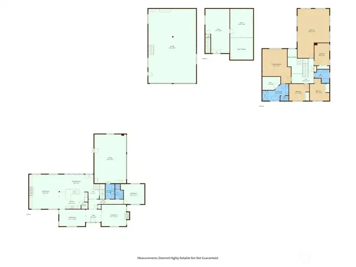Floor plan view showing the home, garage, shop, and overall layout of the property. Floor plan view showing the home, garage, shop, and overall layout of the property.