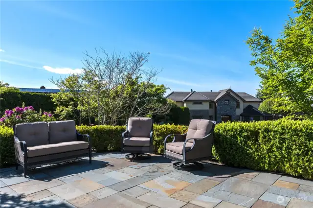 Slate patio with privacy