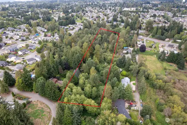 From 120th Ave SE at lower left of photo looking North to Frontage on Kent Kangley