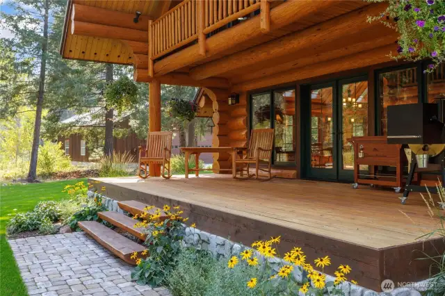 Covered 330sf deck off the dining room.