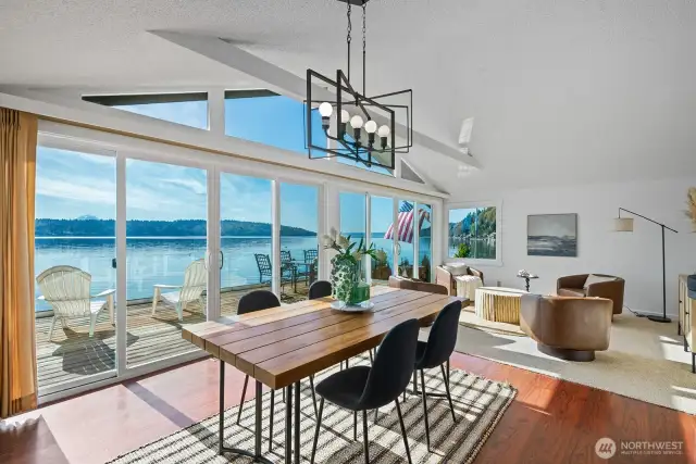 Dinner with a view! Open to the kitchen, living room and great room, with easy access to the beachside deck.