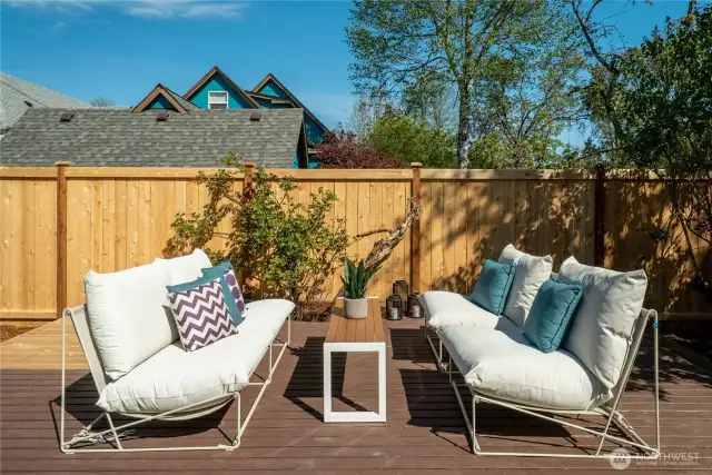 The back deck formerly sported a hot tub; the seller has removed it and had the deck rebuilt in that area. The new decking will be painted to match prior to closing!