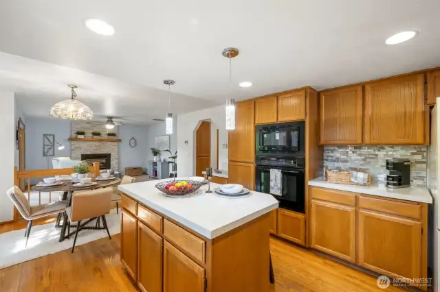 Great storage and counter space featuring island.