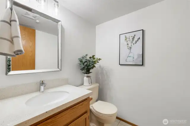 Powder room on main level.