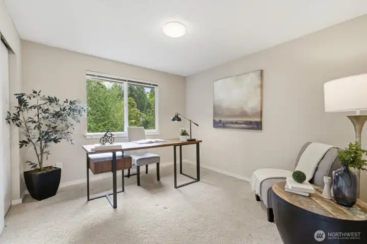 Bedroom number 3 upstairs. This home is zoned to the award-wining Lake Washington School District. Bedroom number 3 upstairs. This home is zoned to the award-wining Lake Washington School District.