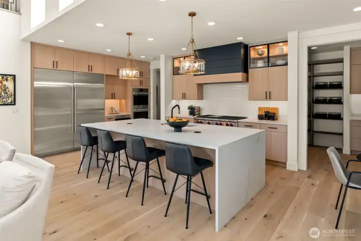 60" Fridge, 10' island