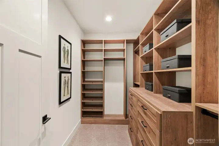 One of the two master closets