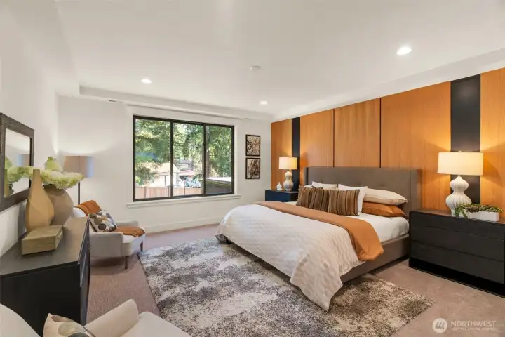 Oak Wood veneer panels in Primary Bedroom