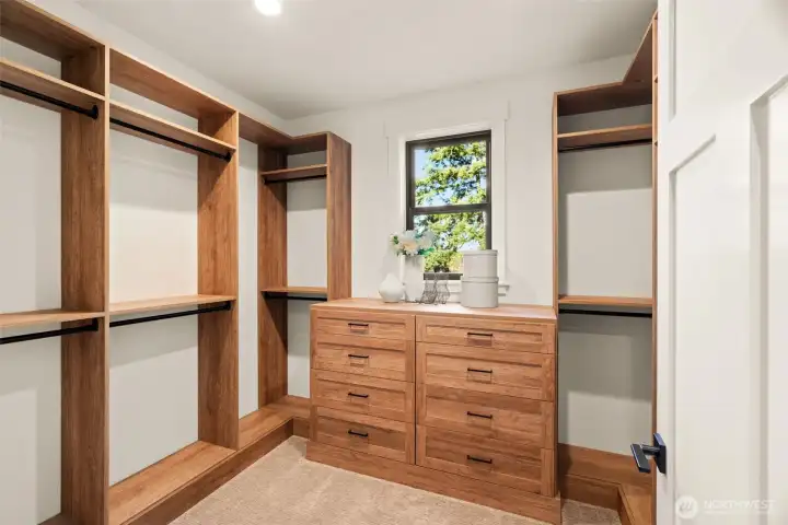 One of the two master closets