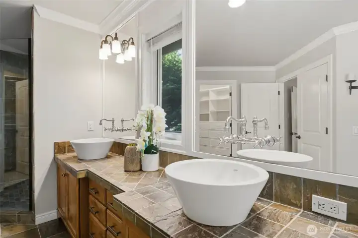 Custom upgraded vessel sinks.