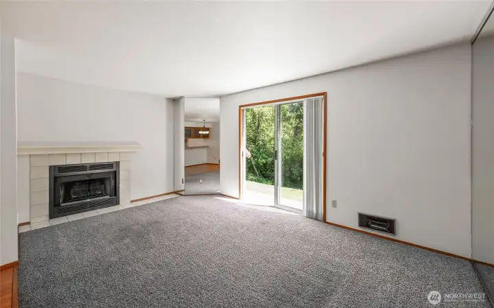 There is so much natural light shining in. The peaceful park light setting is so special.