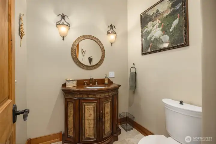 Powder room off the entry hall.
