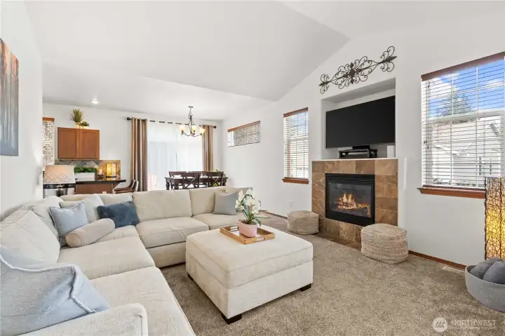 Cozy gas fireplace