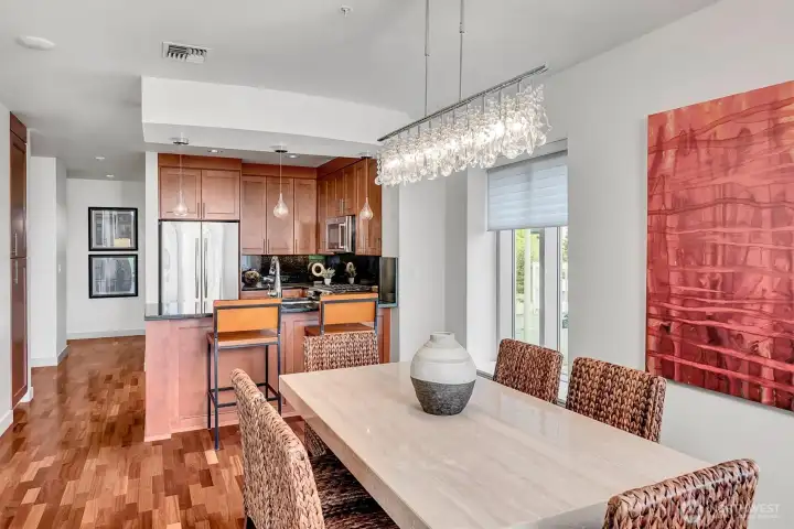 Large dining area for a full-size table