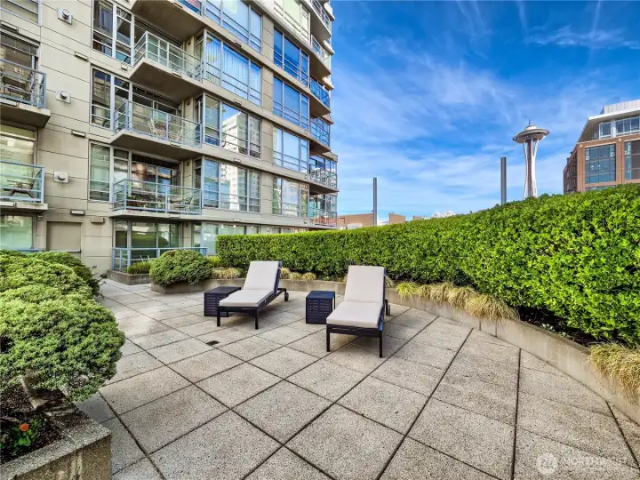 High-end condo living means having world-class Seattle landmarks as the backdrop to your private common spaces.