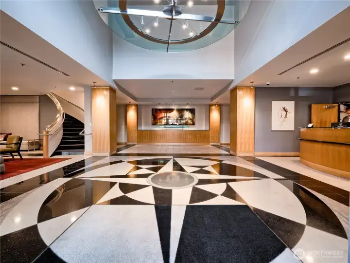 A stunning, 5-star secure lobby entrance featuring a dedicated 24/7 concierge to welcome you!
