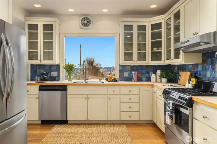 Large kitchen with a walk in pantry and eating nook. Large kitchen with a walk in pantry and eating nook.