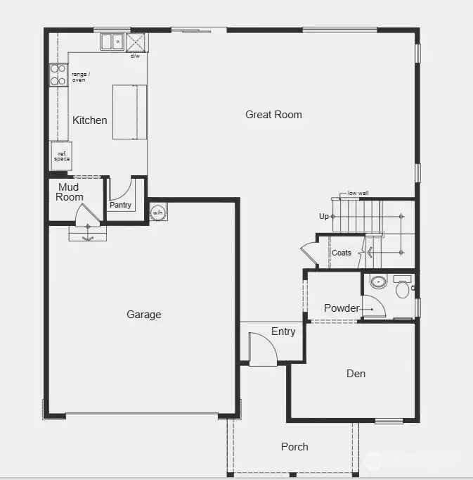 Main floor with den