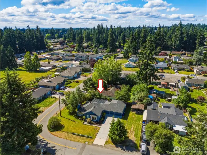 House sits on large 10,890 SF lot and features additional space for RV parking to right of garage