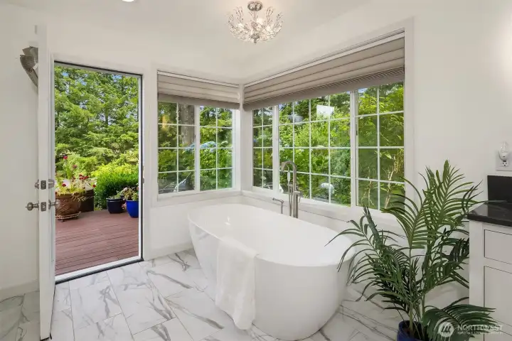 Convenient access to the back deck and hot tub. Convenient access to the back deck and hot tub.