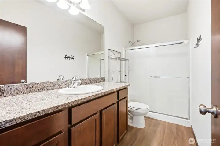 Main floor bath right next to bedroom