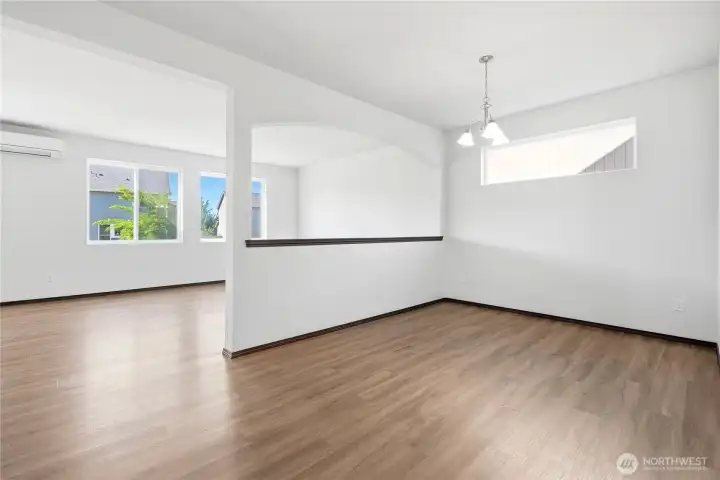Dining room open to living room