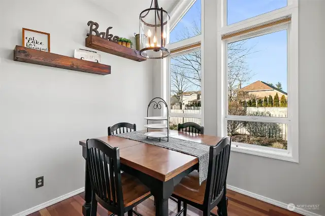 Breakfast nook over looking backyard.