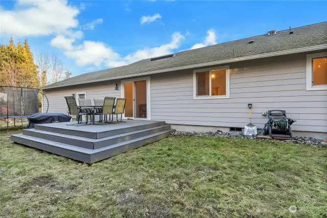 Private backyard, with a good sized deck for bbq's with friends.