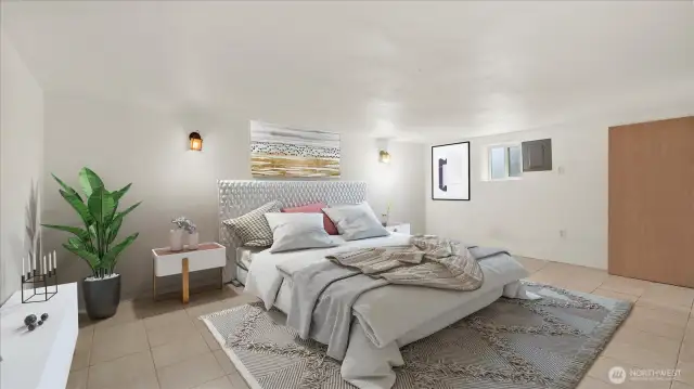 virtual staging-finished basement/bedroom