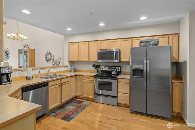 Large kitchen with plenty of cabinet space.
