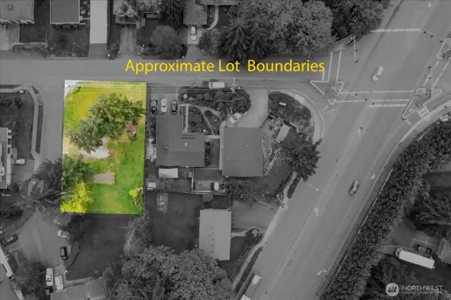Approximate boundary lines of lot as seen from overhead