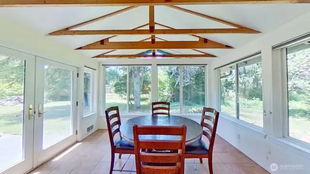 Sun room adjacent to family room