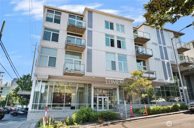 Residential entrance to the condos is located at 501 Roy St.